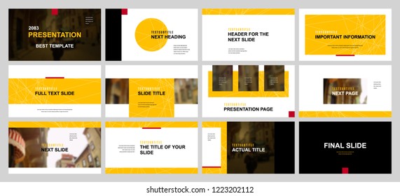 Yellow and Red elements on a white background. This template is the best as a business presentation, used in marketing and advertising, the annual report, flyer and banner