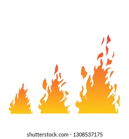 Yellow and red fire. Set of hand drawn frames. Vector illustration