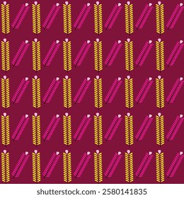 yellow and red floral pattern design with purple background