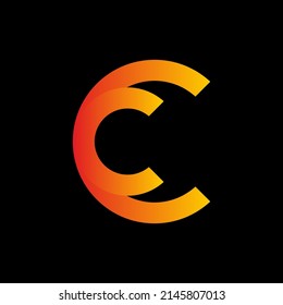 Yellow red gradient color of CC initial letter