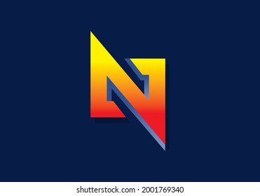 Yellow red gradient color of N initial letter logo design
