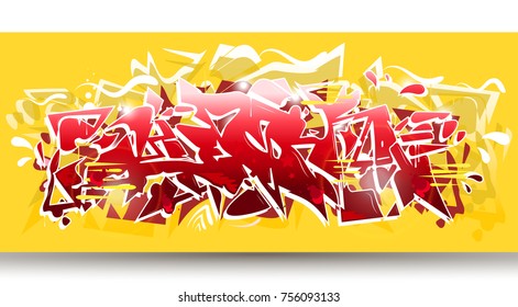 Yellow and red graffiti abstract background wildstyle,vector. Typography for poster,t-shirt or stickers. Text background