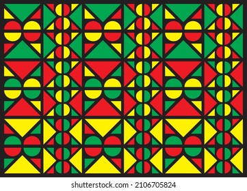 yellow red green and black jamaica-africa geometric design vector