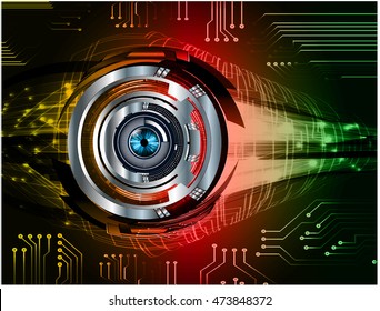 yellow red green eye abstract cyber future technology concept background, illustration, circuit. move motion speed. sci-fi. vector, Safety, Closed Padlock on digital. Spark