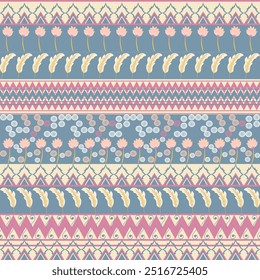 Yellow, red and green flower patterns that are traditional, ethnic, Navajo, or Native American Indian. designs for clothing, curtains, carpets, sarongs, Hmong, and fabric edges.