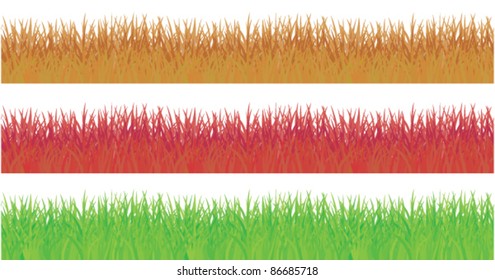 Yellow, red and green grass - seamless vector