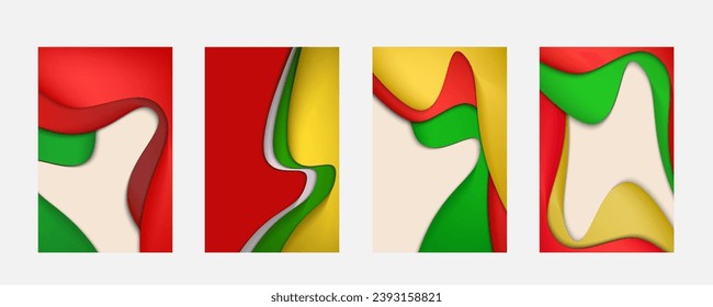 Yellow red green wave vector background. Brochure template layout, cover design, business annual report, flyer, magazine.