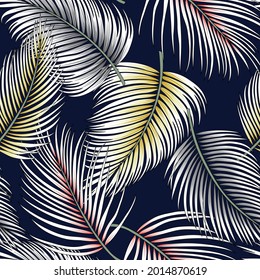 yellow red and grey vector stock leaf pattern on navy background