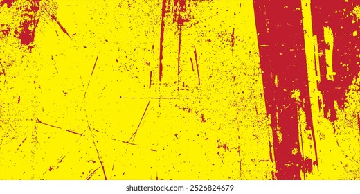 Textura de linha grunge amarela e vermelha. Textura de banner Grunge para design. Rusty grunge esboço fundo. Ilustração vetorial.