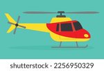 Yellow and red helicopter - illustration