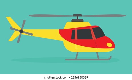 Yellow and red helicopter - illustration