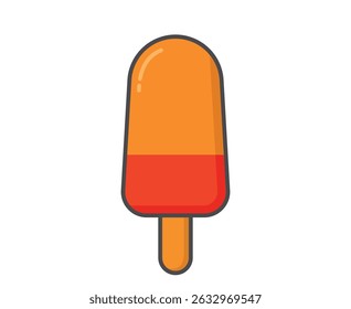 Yellow red ice lolly. Ice cream, cold fruity dessert and summer food. Isolated vector image