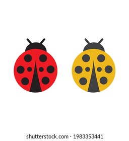 Yellow and red ladybug or ladybird with four points.