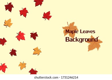 yellow and red maple leaves background vector for textiles, gift packaging, paper, interior design, cover, wallpaper, curtains.