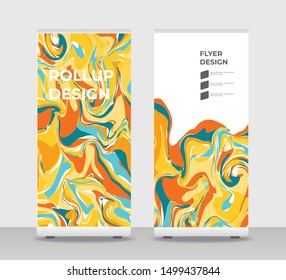 Yellow red marble Abstract Shapes Modern Exhibition Advertising Trend Business Roll Up Banner Stand Poster Brochure flat design template creative concept. marble Roll Up EPS. Presentation Cover