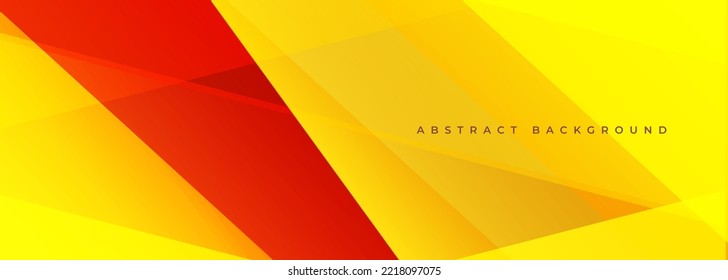 Gelbe und rote, moderne abstrakte, breite Banner mit geometrischen Formen. Abstrakter roter und gelber Hintergrund. Vektorgrafik