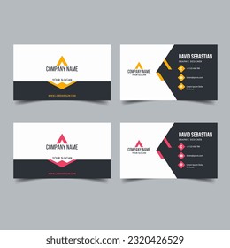 Yellow and Red Modern Creative Business Card and Name Card, Horizontal Simple Clean Template Vector Design.