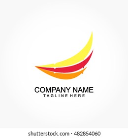 yellow red orange feathers of wing logo vector