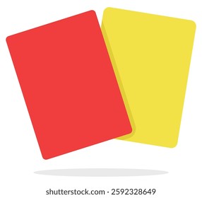 Yellow and red penalty cards flat icon isolated on white background.