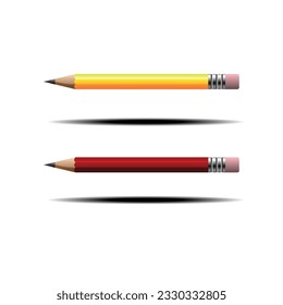 Yellow and red pencil graphite icon isolated on white