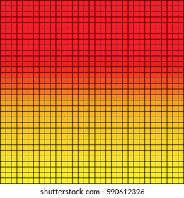 Yellow and red pixel background.  Abstract spring vector Illustration. Retro digital design.
