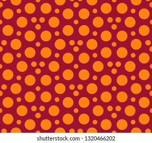 Yellow with red polka dots seamless pattern, abstract background design, fashion textile pattern