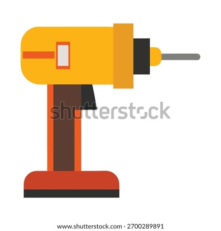Yellow and Red Power Drill Icon Keywords: power drill, tool, construction, DIY, repair