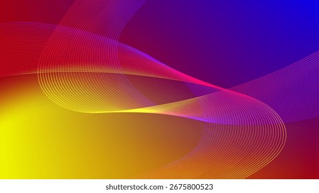 Fondo abstracto de malla degradada azul amarillo y púrpura con líneas onduladas agradable para el Fondo de pantalla o el Anuncio