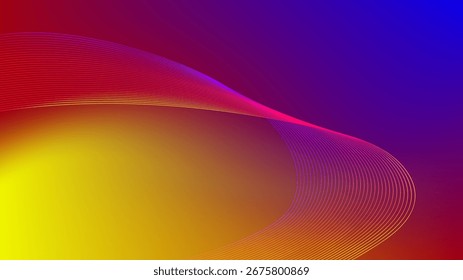 Fondo abstracto de la malla azul púrpura de la malla del gradiente rojo amarillo con las líneas mezcladas onduladas agradables para el Fondo de pantalla o el Anuncio