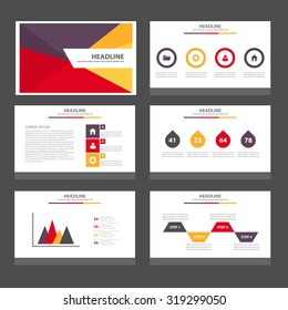 Yellow red purple Infographic elements presentation template flat design set for brochure flyer leaflet