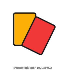 yellow and red referee icon. simple illustration outline style sport symbol.