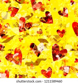 Yellow and red romantic seamless texture. Abstract vector background for web page, banners backdrop, fabric, home decor, wrapping