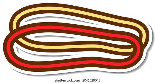 Bandas de goma amarillas y rojas en la ilustración de fondo blanco