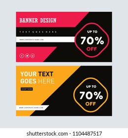 Yellow and red Sale banner design. Facebook ad Banner. Discount card. Summer sale. Clearance poster. Banner set. Voucher template 