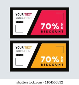 Yellow And Red Sale Banner Design. Facebook Ad Banner. Discount Card. Summer Sale. Clearance Poster. Banner Set. Voucher Template. Coupon Template