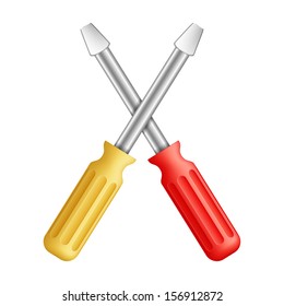 Yellow and red screwdrivers, vector eps10 illustration