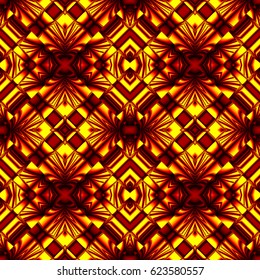 yellow red seamless pattern in hot colors stripes and wrinkles in the form of rhombuses