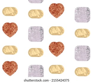 yellow and red seamless vector pattern. design with geometric form and hearts. background wallpaper texture print.