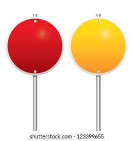 Yellow and red signs