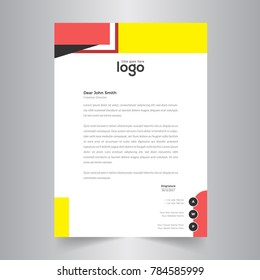 yellow & red simple letter head template design