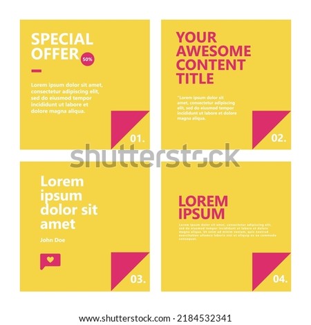 Yellow and red social media post template. Vector template for carousel or microblog post style. Suitable for explanation, fun fact, and product display.
