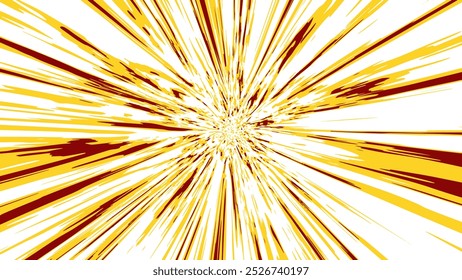 Gelbe und rote Geschwindigkeitslinien auf weißem Hintergrund. Geschwindigkeit Burst Hintergrund. Geschwindigkeit Strahlen Comic-Aufprall.