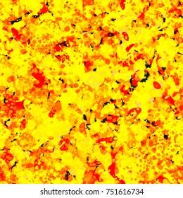 Yellow and red splatter pattern. Like lava. Seamless texture. Abstract vector background for web page, banners backdrop, fabric, home decor, wrapping