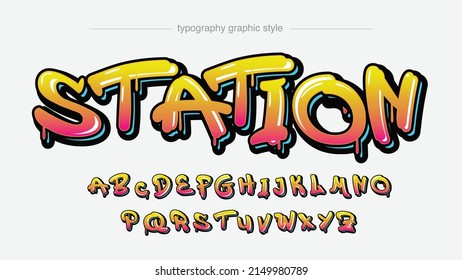 yellow and red summer dripping modern graffiti style isolated letters