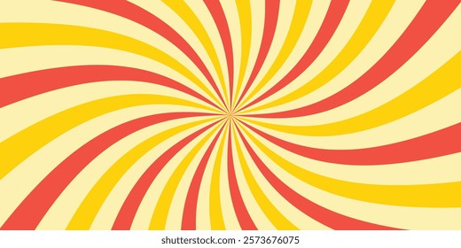 Yellow and Red sunburst background vector design. comic background with retro rays.