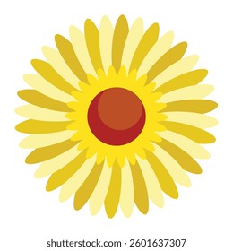 Yellow and Red Sunflower Icon - Simple Vector Illustration