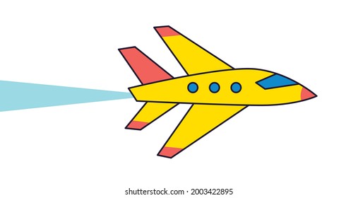 Yellow red supersonic private business jet airplane or futuristic hypersonic starship aircraft isolated vector illustration
