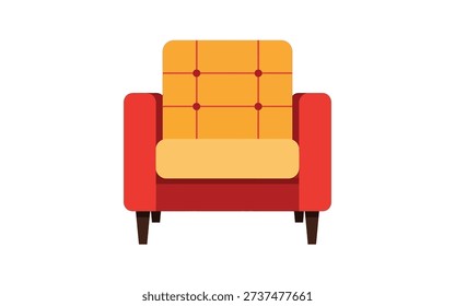 Yellow and red tufted armchair flat seating furniture