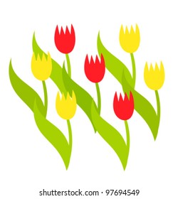 Yellow and red tulips. Vector illustration