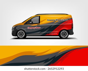 Yellow Red Van Wrap Dynamic Flame Inspired Graphic with Smooth Motion Effect